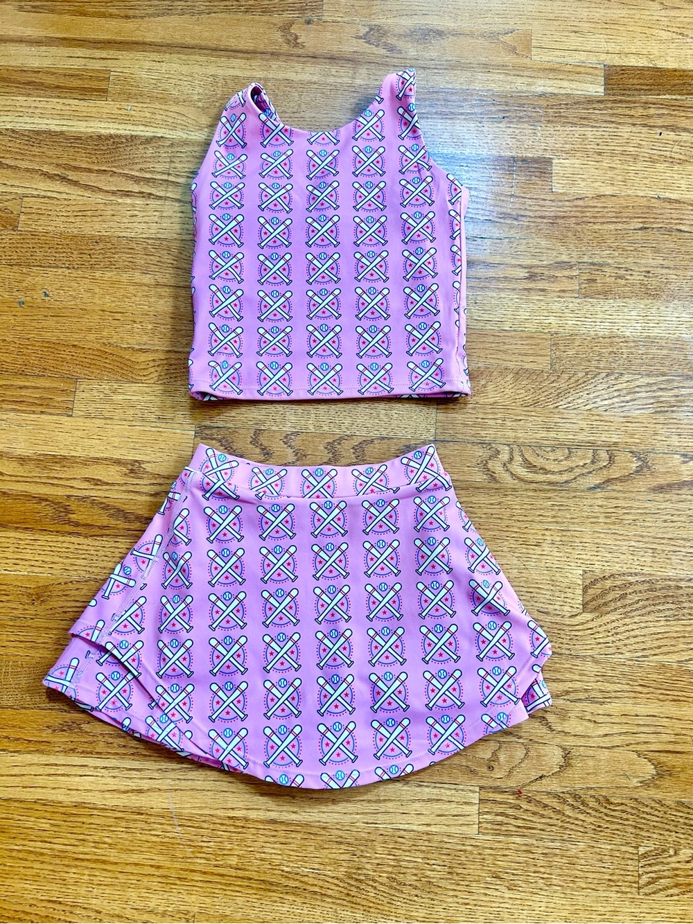 SweetHoney Pink Patterned Skort Set